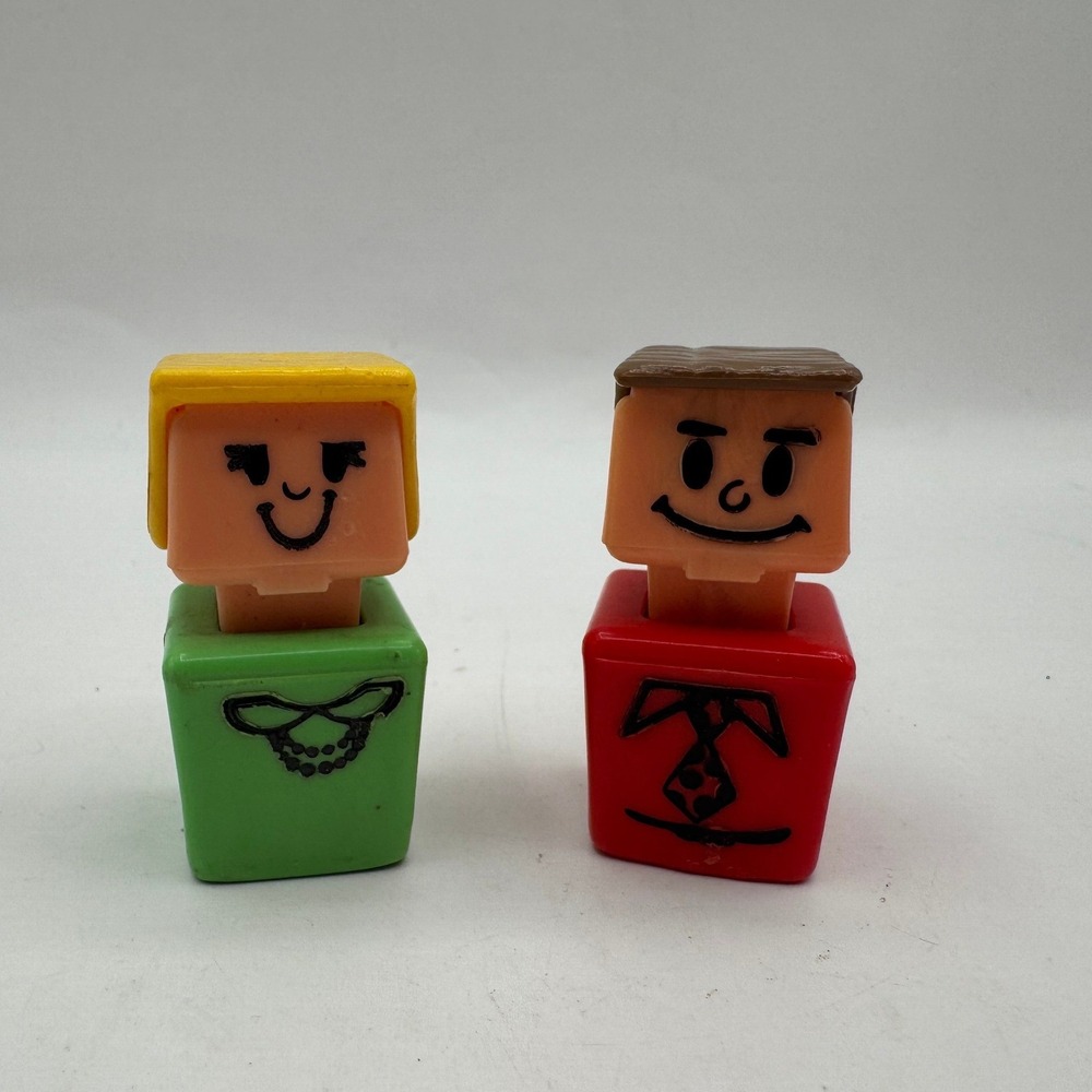 Playskool 1970's Familiar Places Figures Kids 2pc Red Green Vintage 1990s Chunky